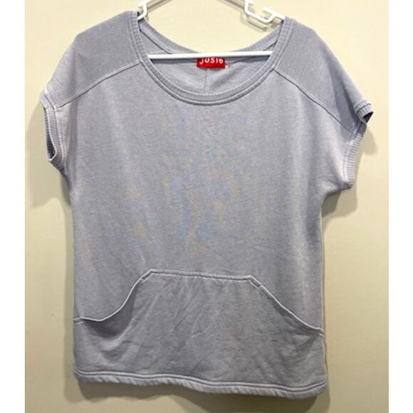 JOSIE Natori Short Sleeve Sleep Loungewear Casual Top Pale Gray Blue - Picture 1 of 9
